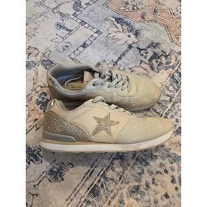 Vintage Havana Ronit Women's Size 10 Cream Beige Gold Glitter Star Sneakers